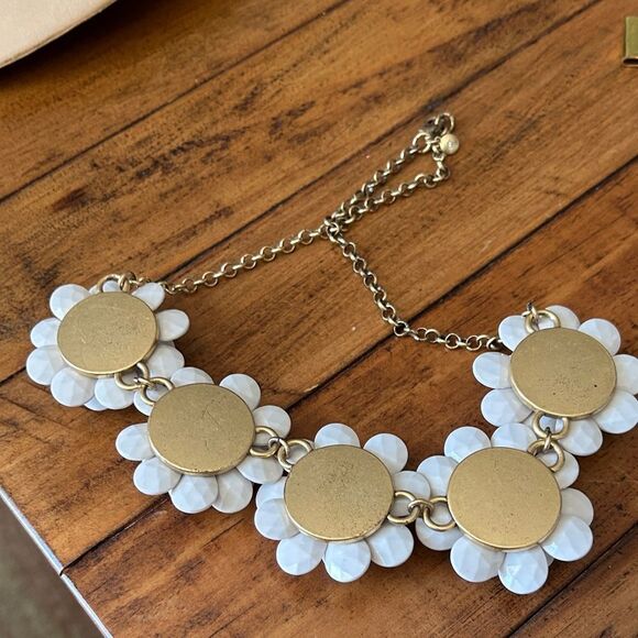 J. Crew White Floral Necklace with Gold Chain - Picture 5 of 5